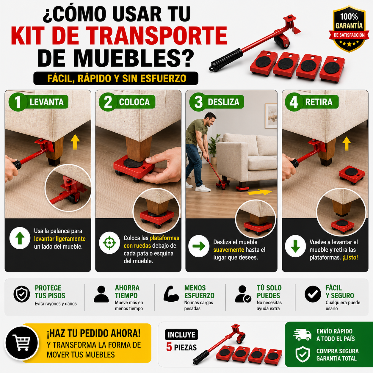 Sistema de Transporte de Muebles 4 Pcs