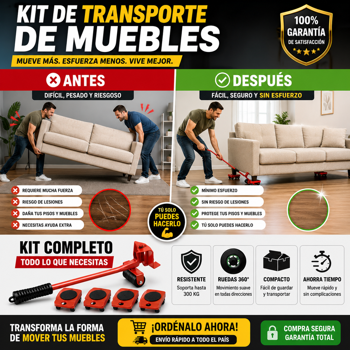 Sistema de Transporte de Muebles 4 Pcs