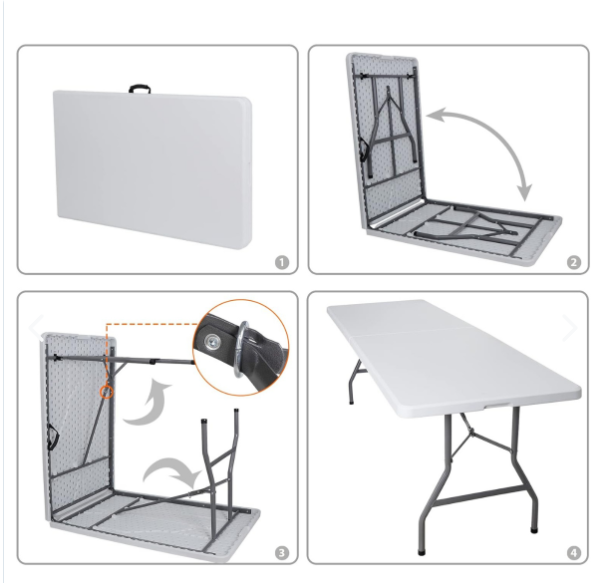 Mesa Móvil Plegable Plástico Resistente
