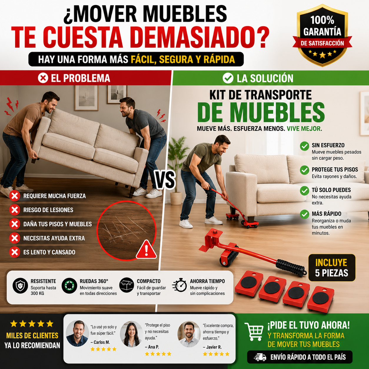 Sistema de Transporte de Muebles 4 Pcs